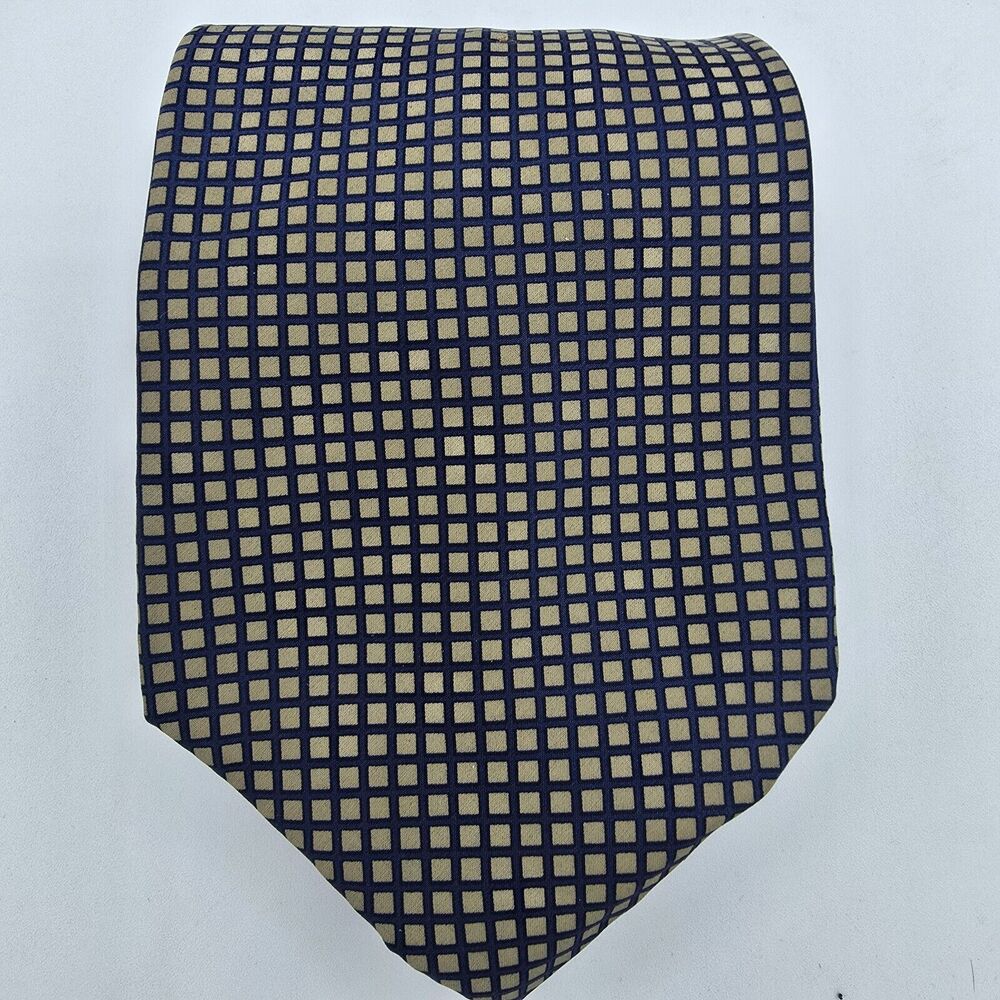Necktie Mens Vintage DKNY Tie, Blue Tan, 100% Silk, measurement are 57 by 4 inch